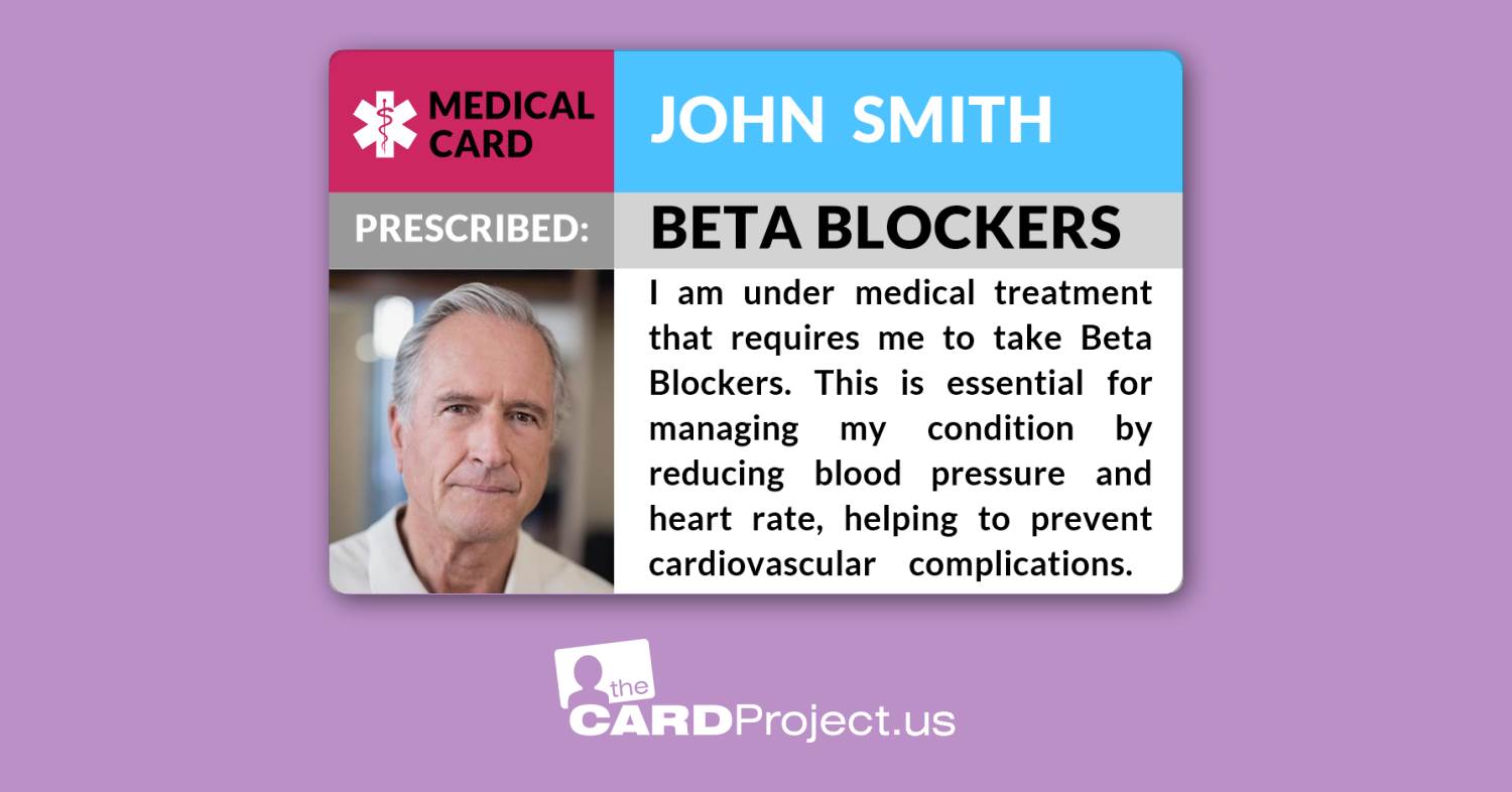 Beta Blocker Photo Medicine Alert Card (FRONT)